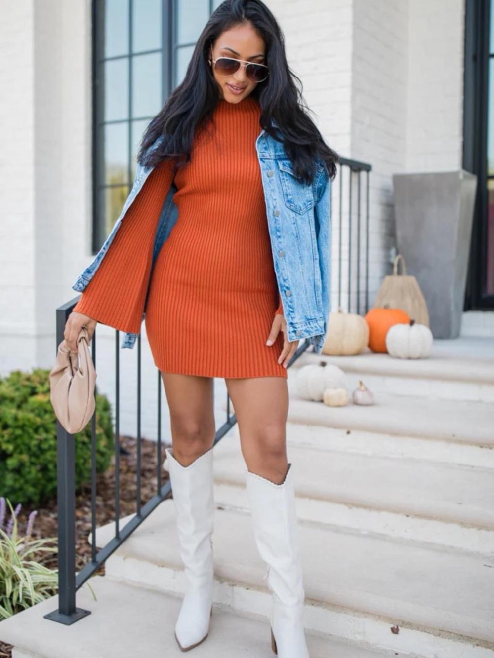 Pink Lily Orange Sweater Dress NWT XS